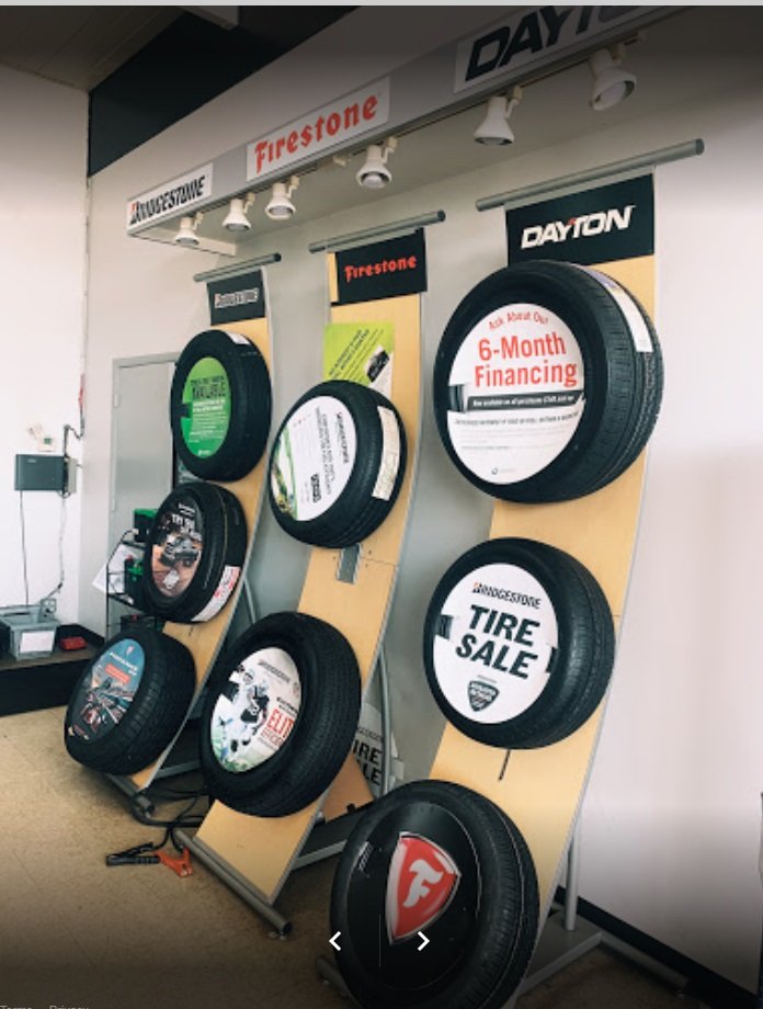 Bridgestone and Firestone tire display